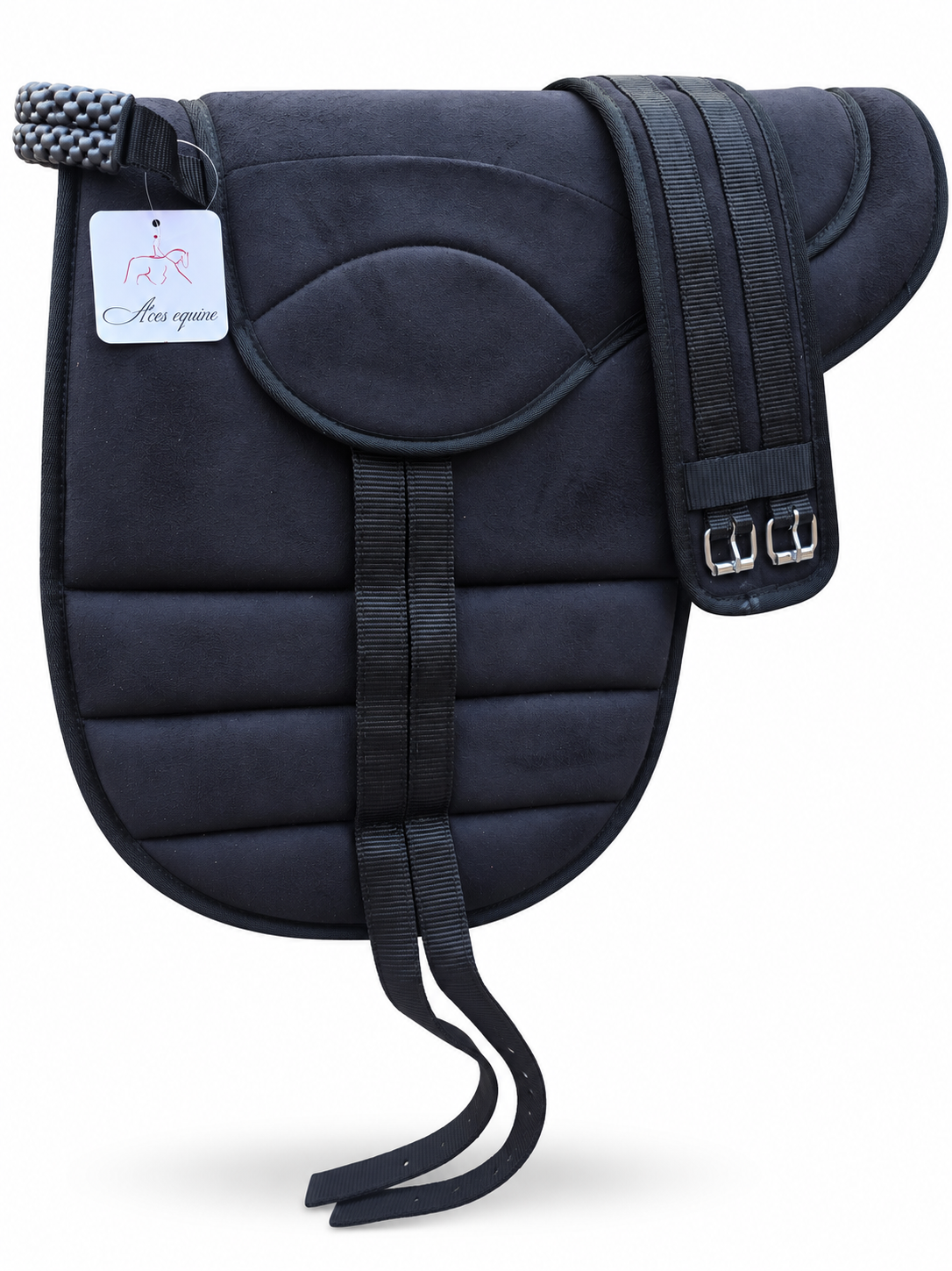 Synthetic Bareback Riding Pad with Girth And Stirrups Black
