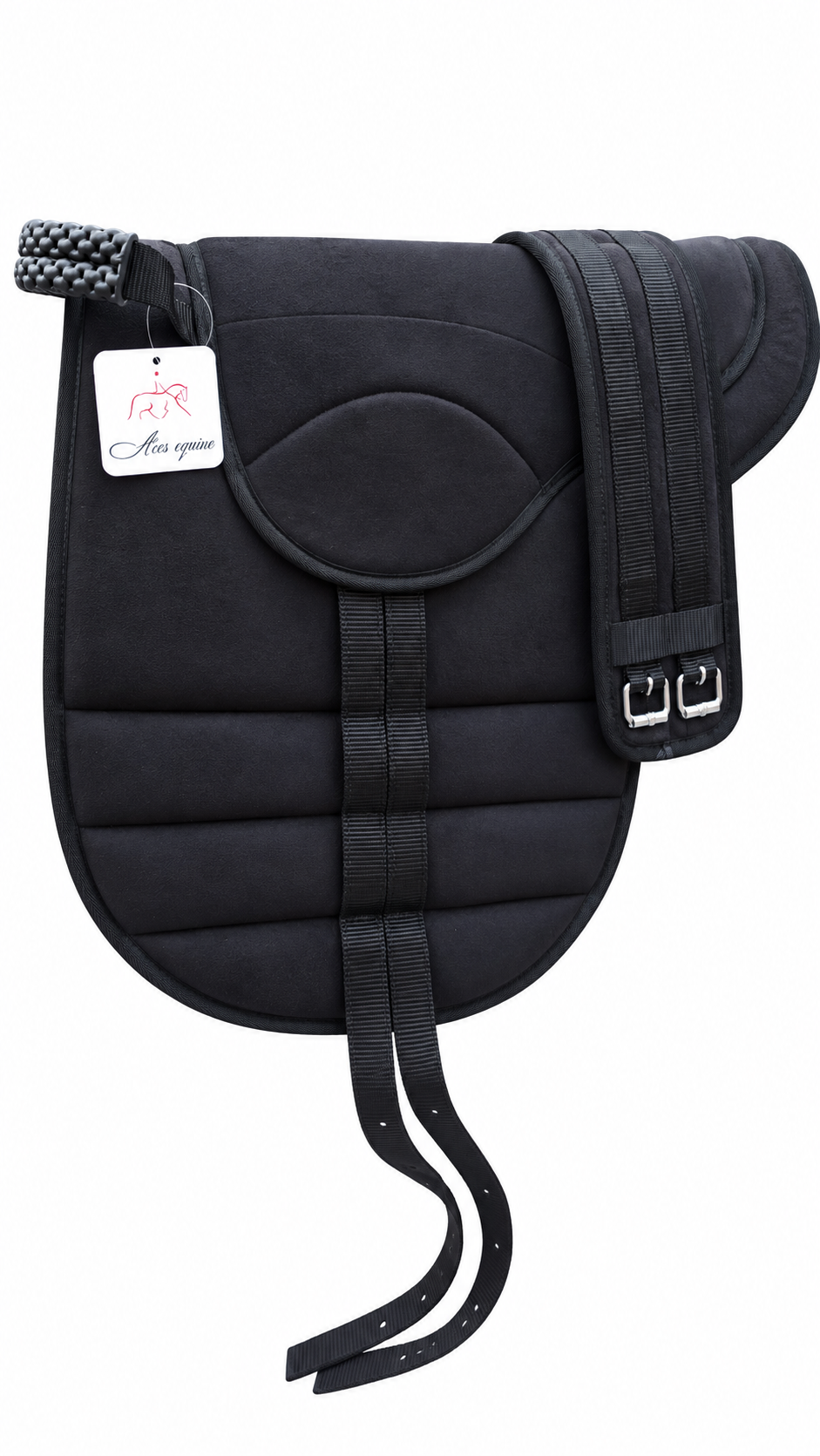 Synthetic Bareback Riding Pad with Girth And Stirrups Black