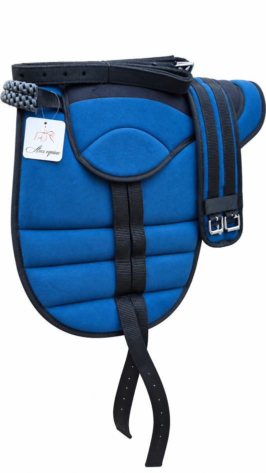 Synthetic Bareback Riding Pad with Girth And Stirrups Blue