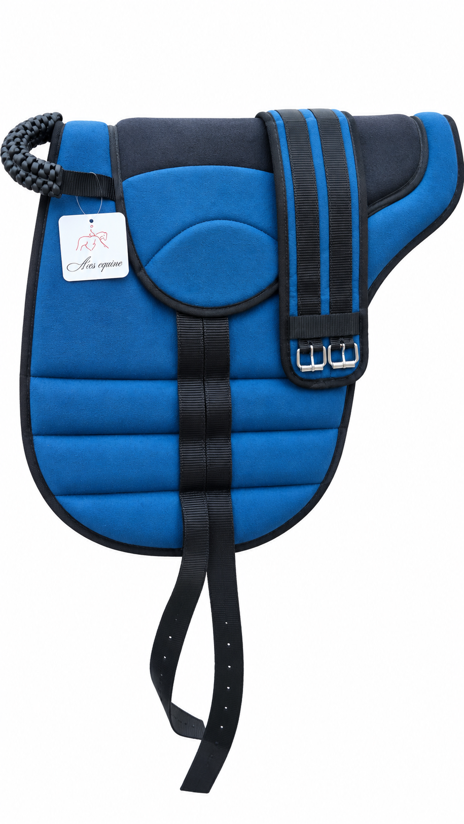 Synthetic Bareback Riding Pad with Girth And Stirrups Blue