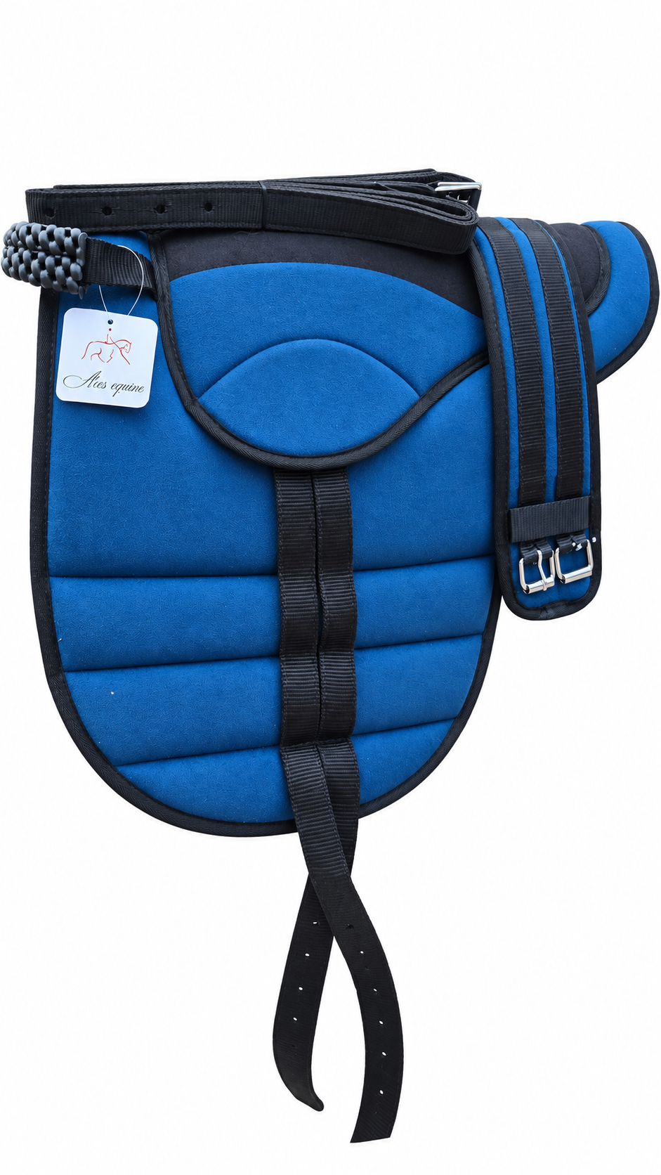 Synthetic Bareback Riding Pad with Girth And Stirrups Blue