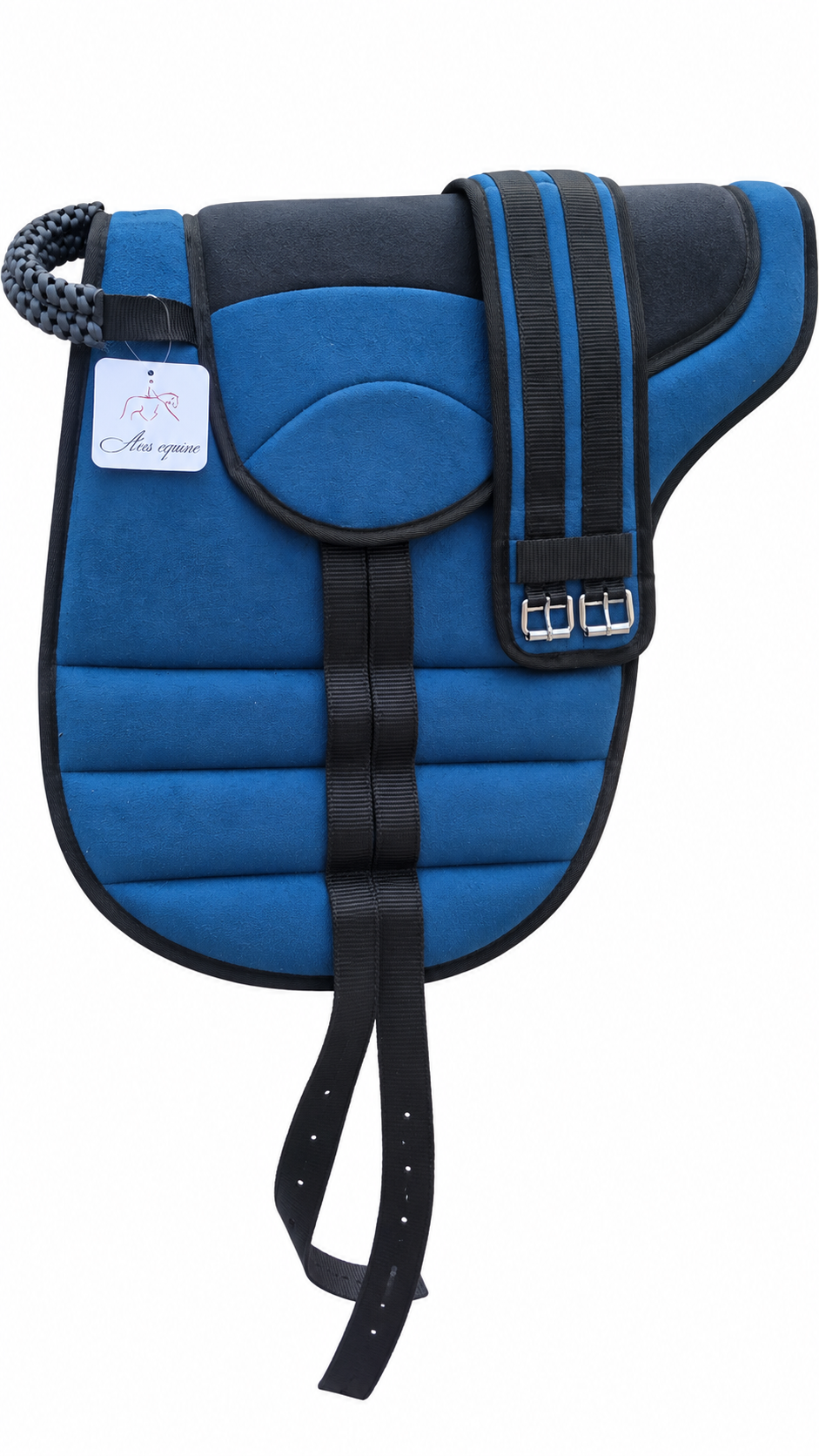 Synthetic Bareback Riding Pad with Girth And Stirrups Blue