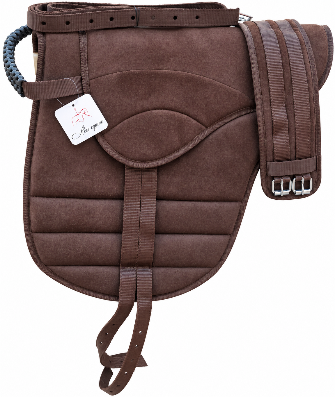 Synthetic Bareback Riding Pad with Girth And Stirrups Brown