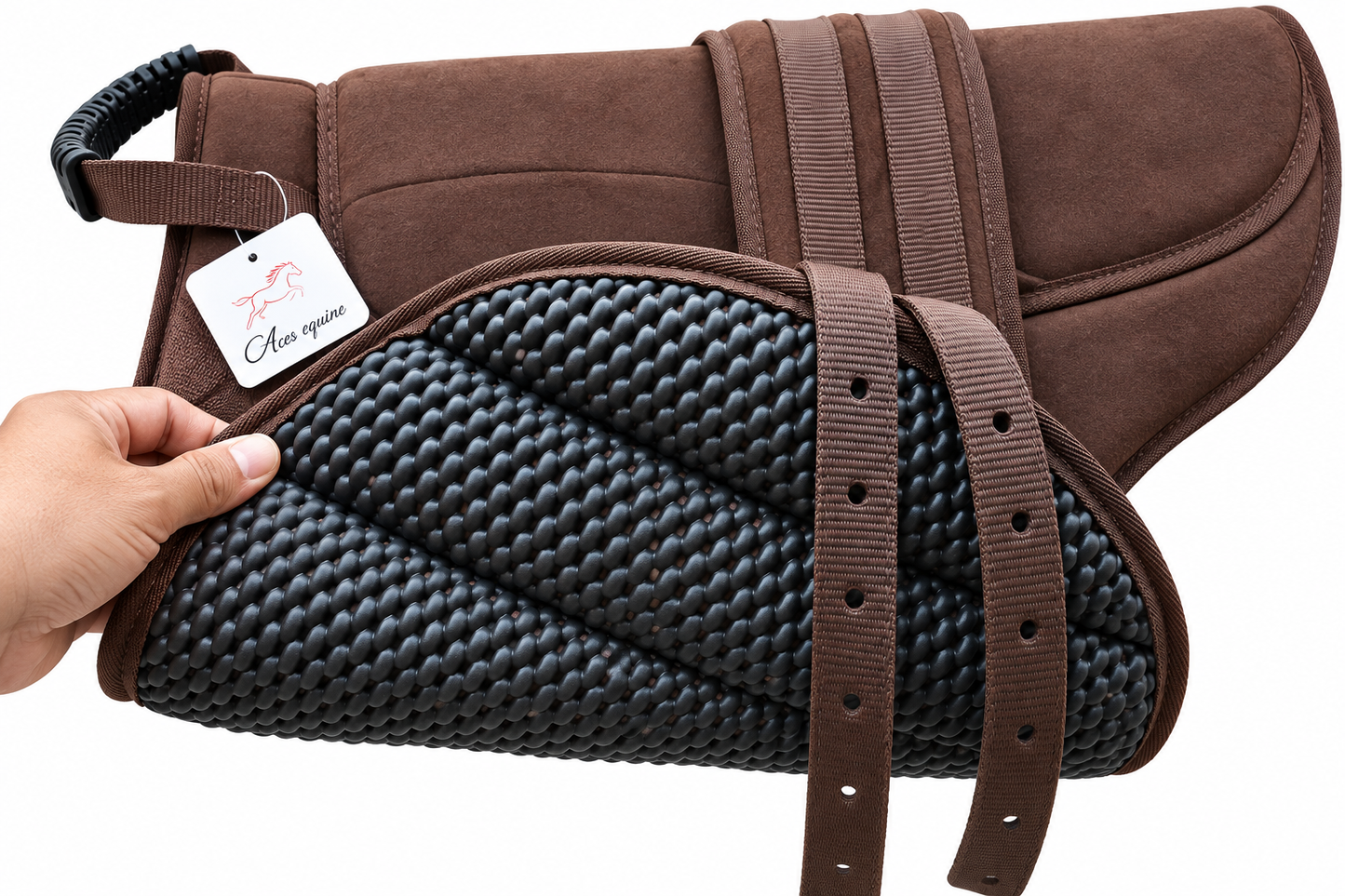 Synthetic Bareback Riding Pad with Girth And Stirrups Brown
