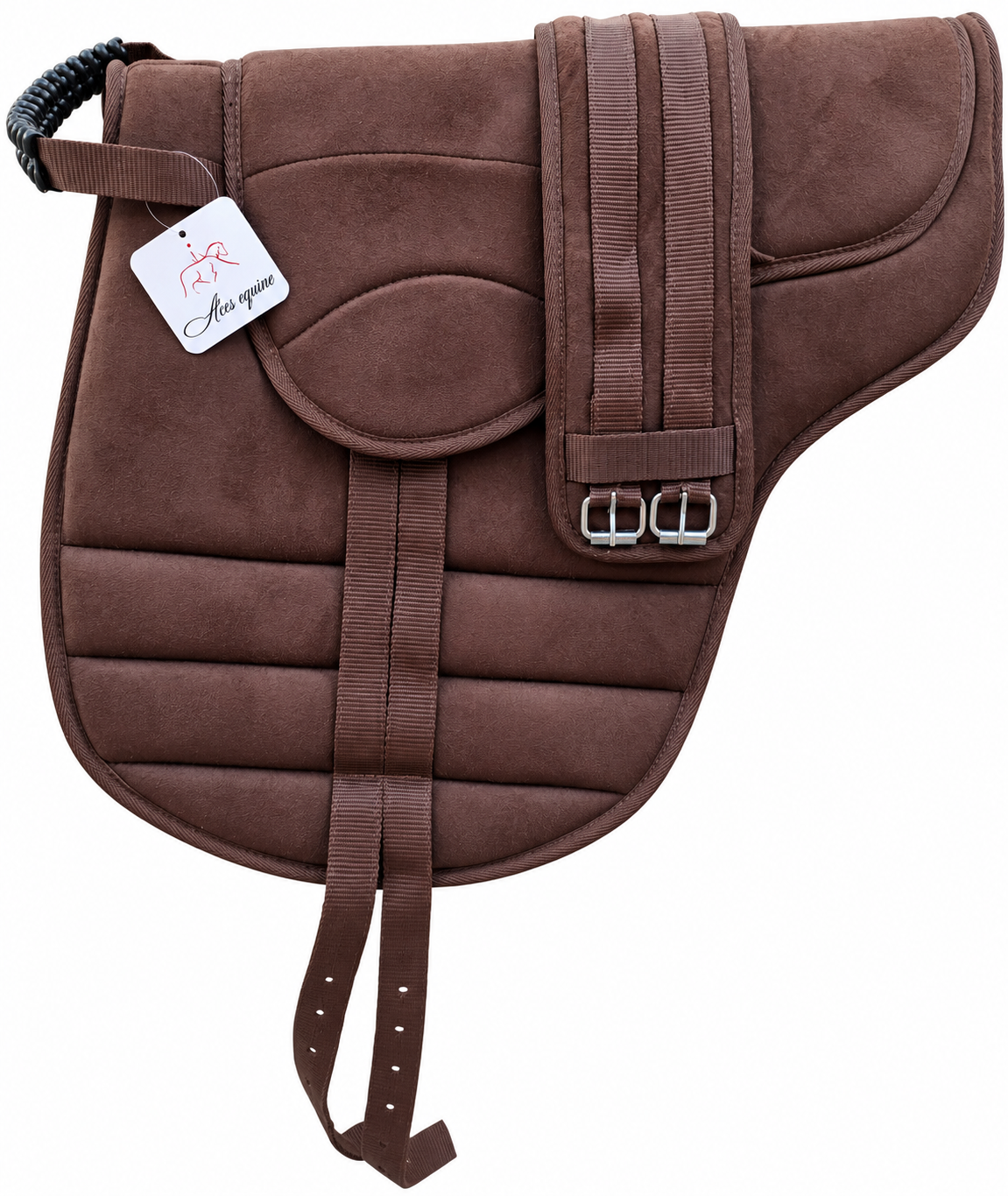 Synthetic Bareback Riding Pad with Girth And Stirrups Brown