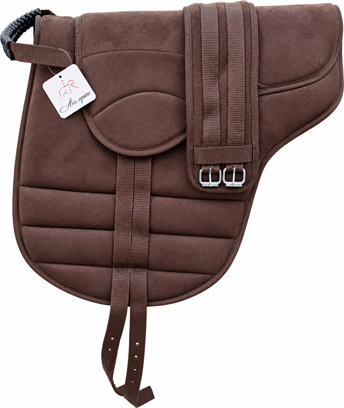Synthetic Bareback Riding Pad with Girth And Stirrups Brown