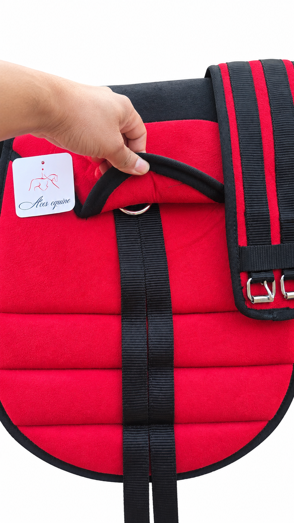 Synthetic Bareback Riding Pad with Girth And Stirrups Red