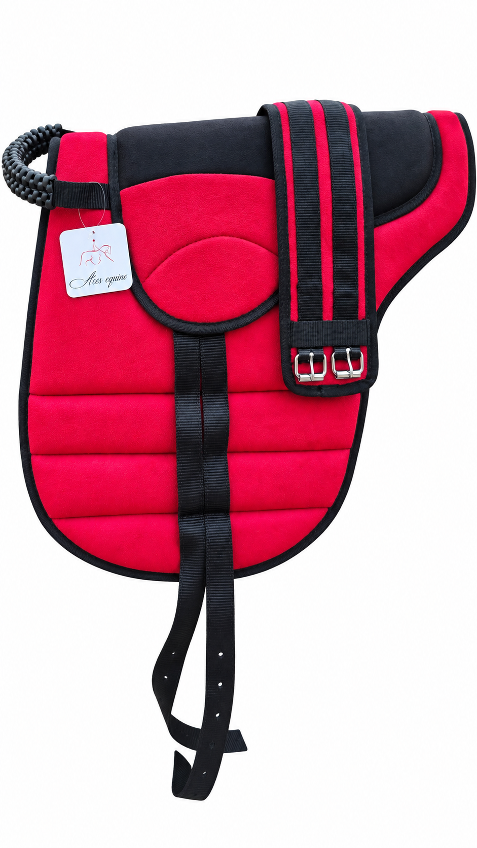 Synthetic Bareback Riding Pad with Girth And Stirrups Red