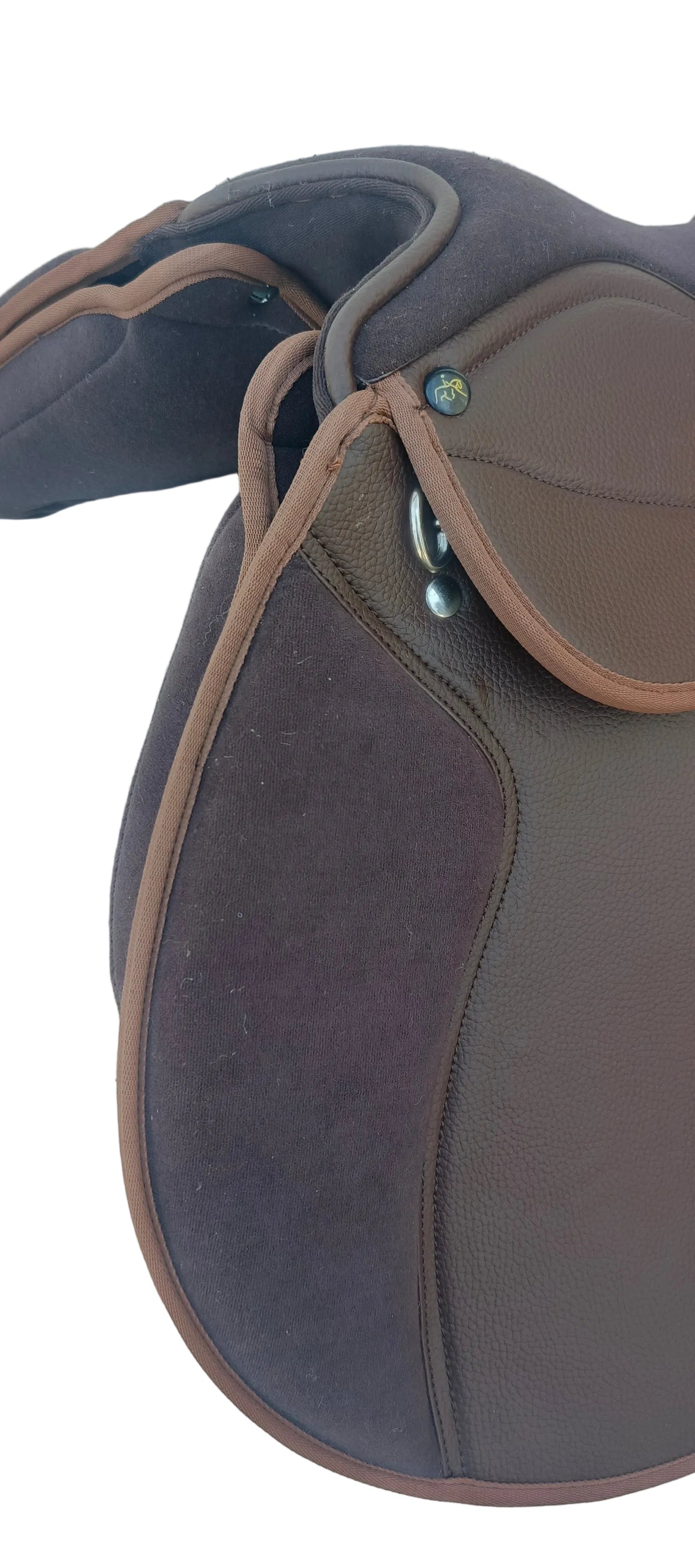Synthetic Changeable All Purpose Suede Brown Saddle with 5 Interchangeable Gullet Plates