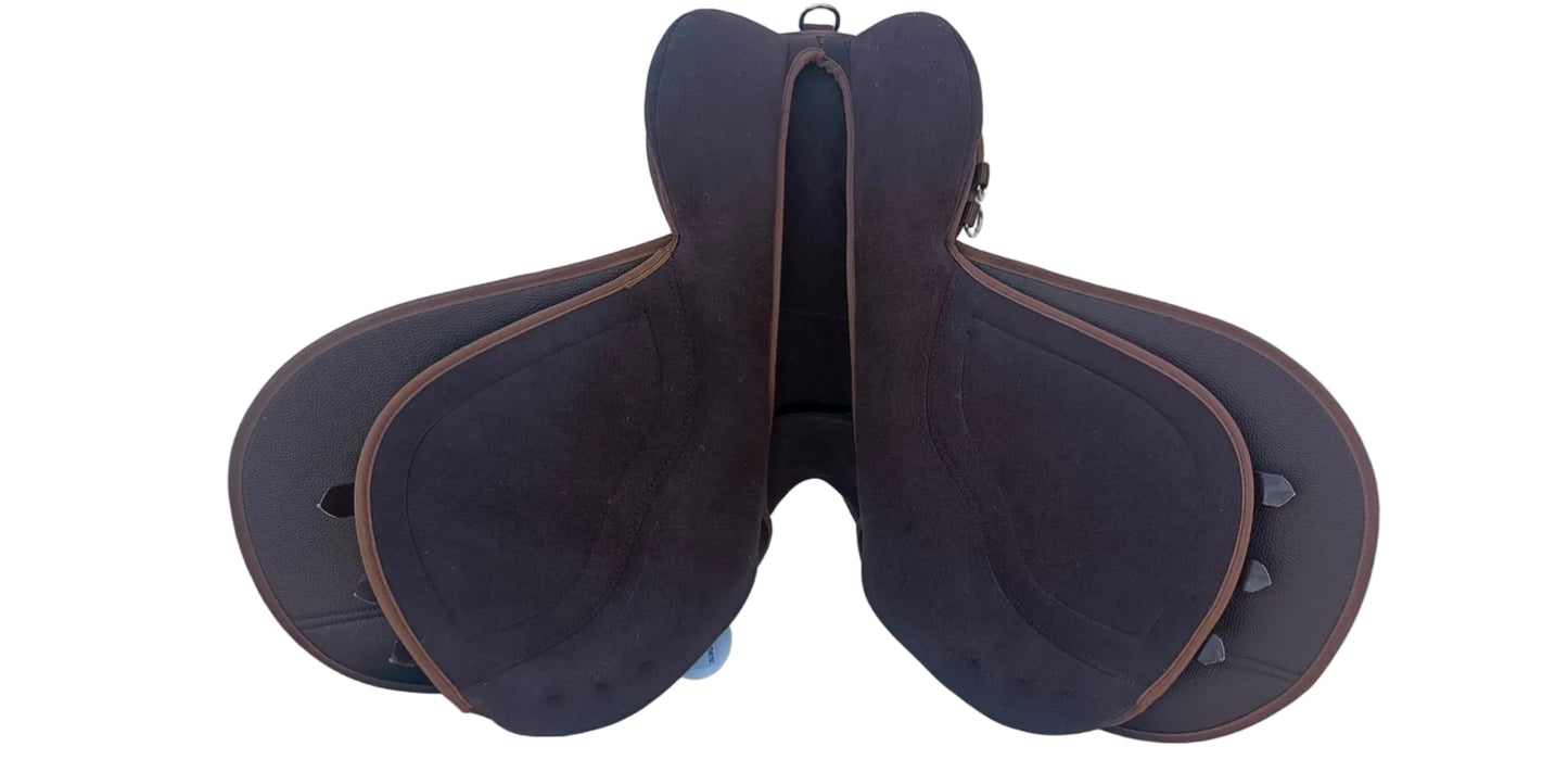 Synthetic Changeable All Purpose Suede Brown Saddle with 5 Interchangeable Gullet Plates