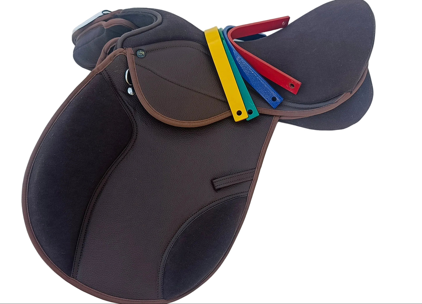 Synthetic Changeable All Purpose Suede Brown Saddle with 5 Interchangeable Gullet Plates