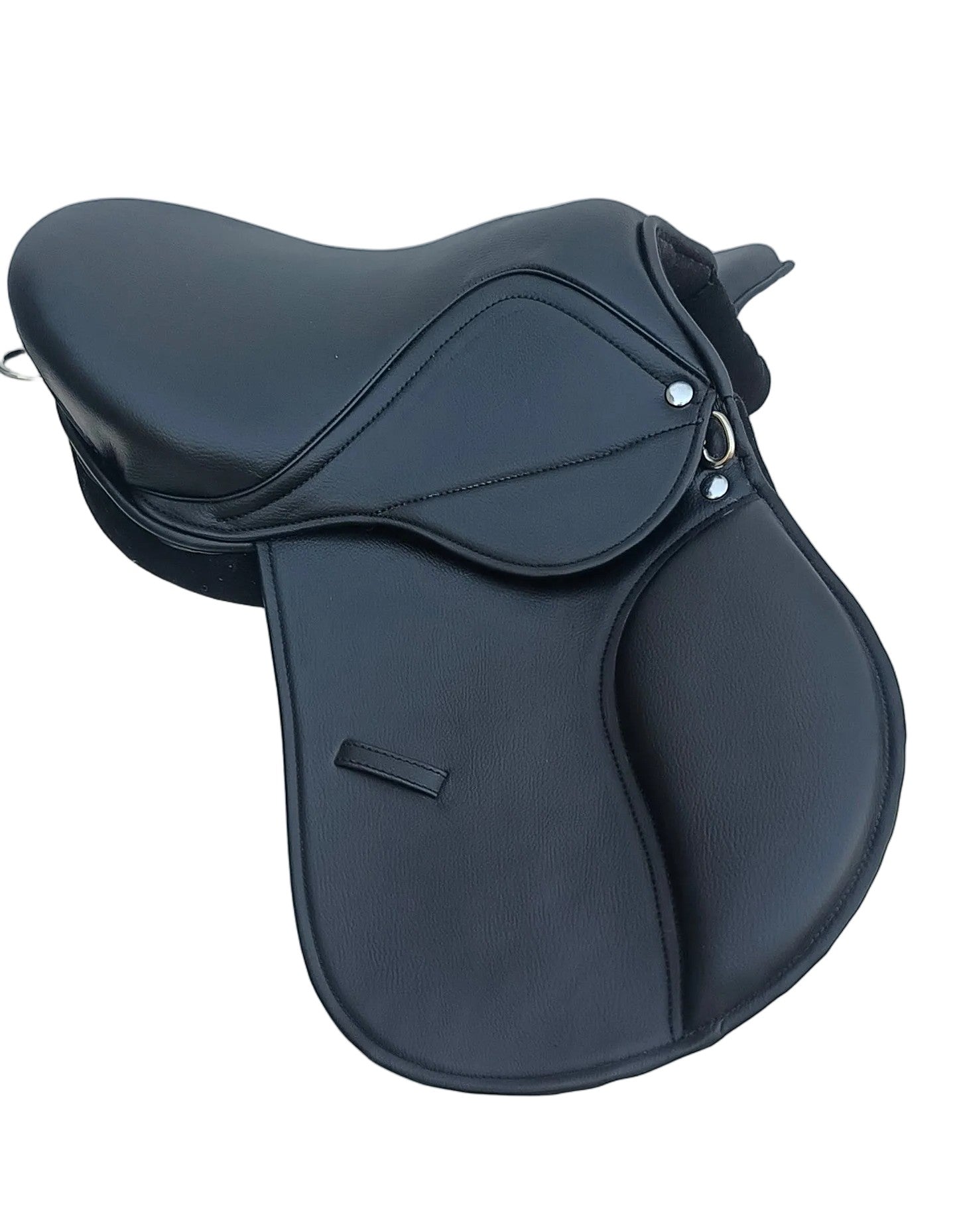 Synthetic Leather Treeless Horse Saddle Lightweight Durable Riding Saddle Black 