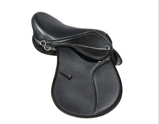 Synthetic Leather Treeless Horse Saddle Lightweight Durable Riding Saddle Black Sizes 14 15 16 17 Inch