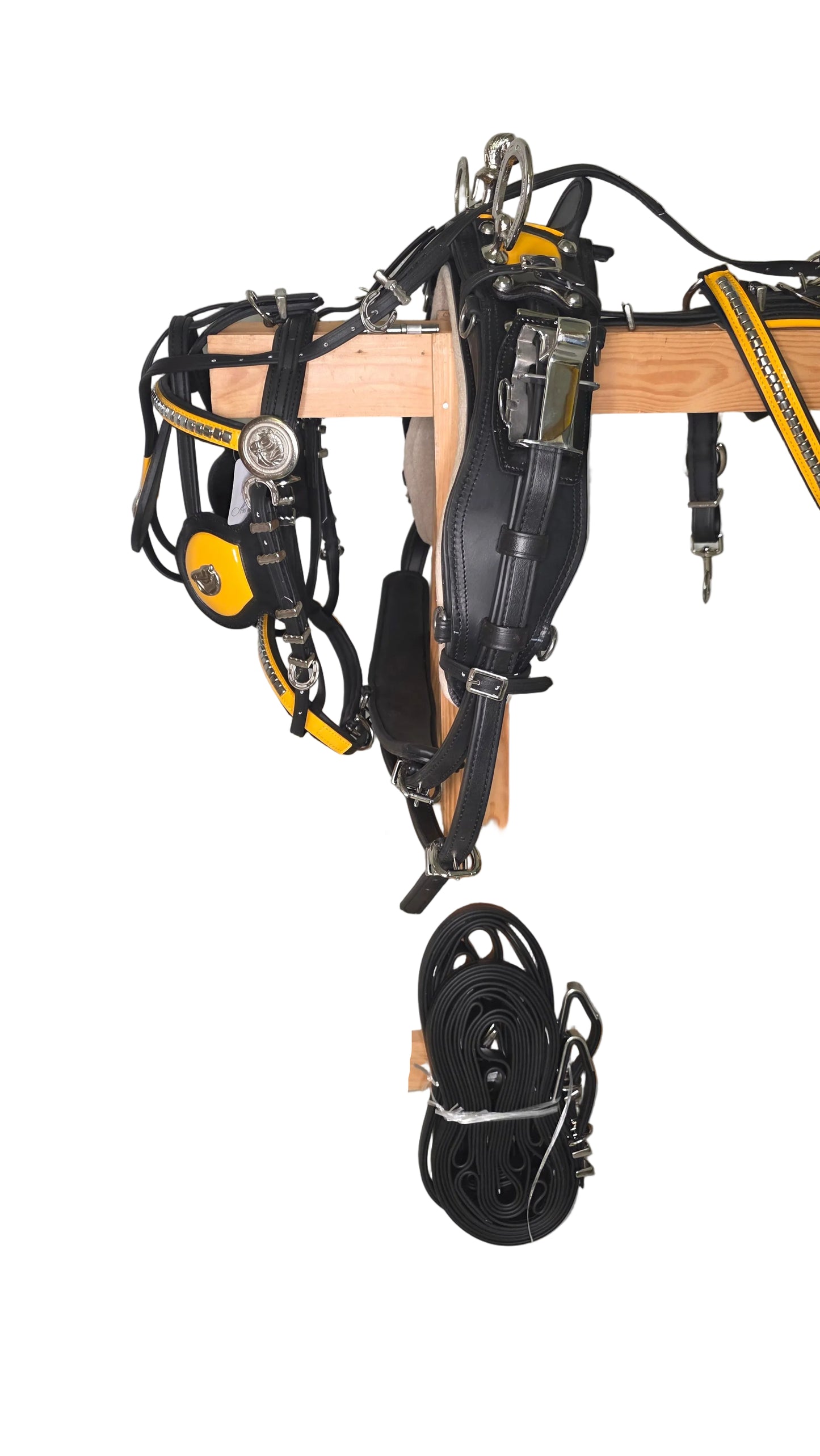 Quick Hitch Harness Trade Deluxe Heavy Black Yellow Colour Cob and Pony Size