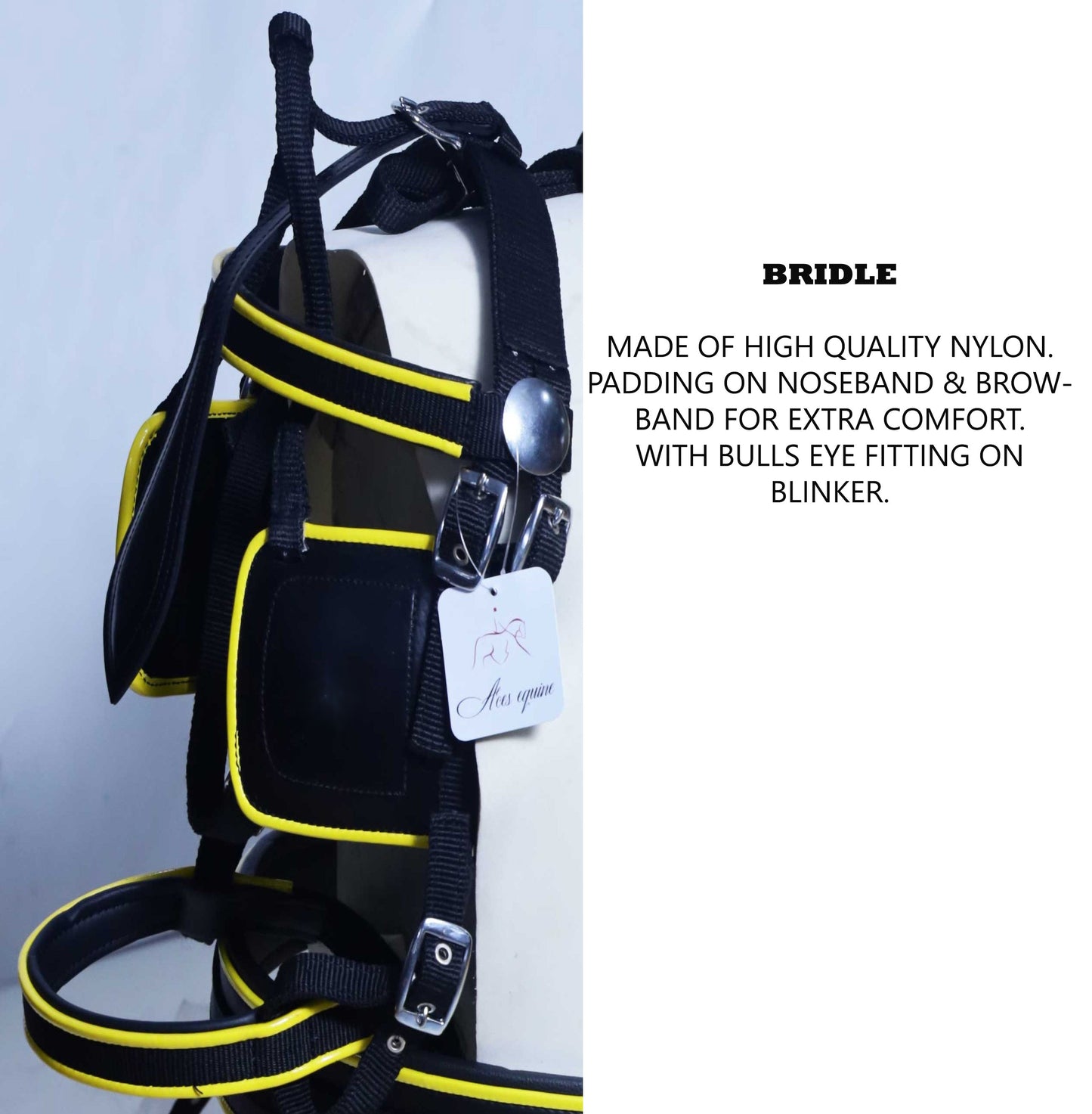 Nylon Driving Harness set Black and Yellow size Full Cob Pony Shetland Mini Shetland and Miniature