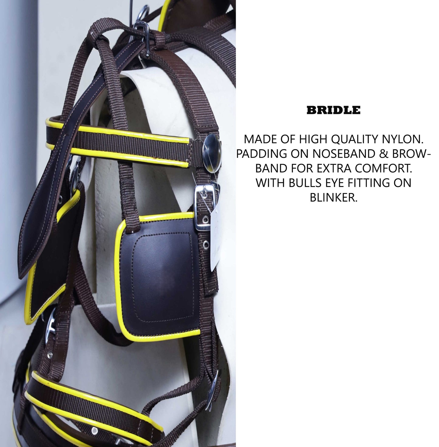 Nylon Driving Harness set Brown and Yellow size Full Cob Pony Shetland Mini Shetland and Miniature