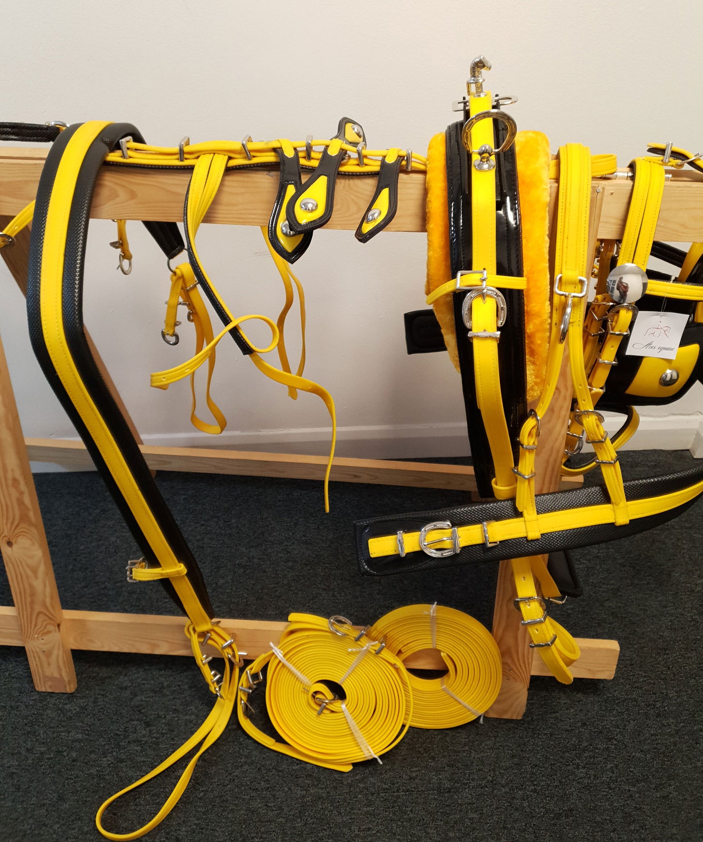Tiedown Harness with Breaching Yellow and Black colour size Full Cob Pony Small pony Shetland