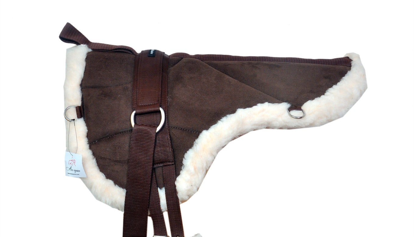 Exclusive Bareback Saddle Pad with Free Stirrups And Girth Anti Slip Micro Suede Adjustable Fit Pony Size Brown Colour
