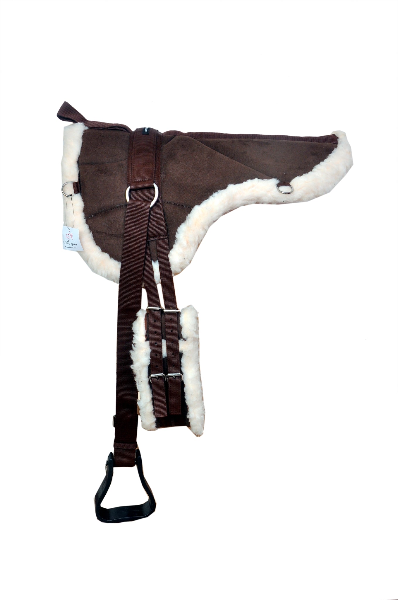 Bareback Saddle Pad with Free Stirrups And Girth Anti Slip Micro Suede Adjustable Fit Pony Size Brown Colour