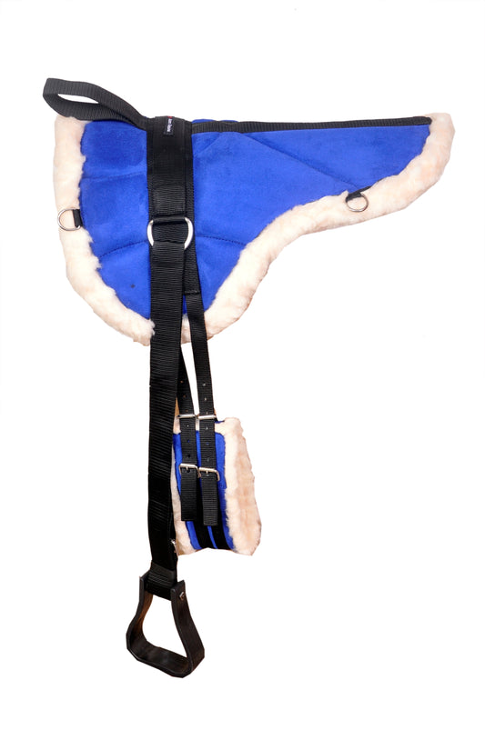 Bareback Pad Micro Fibre with free Girth and stirrups Blue