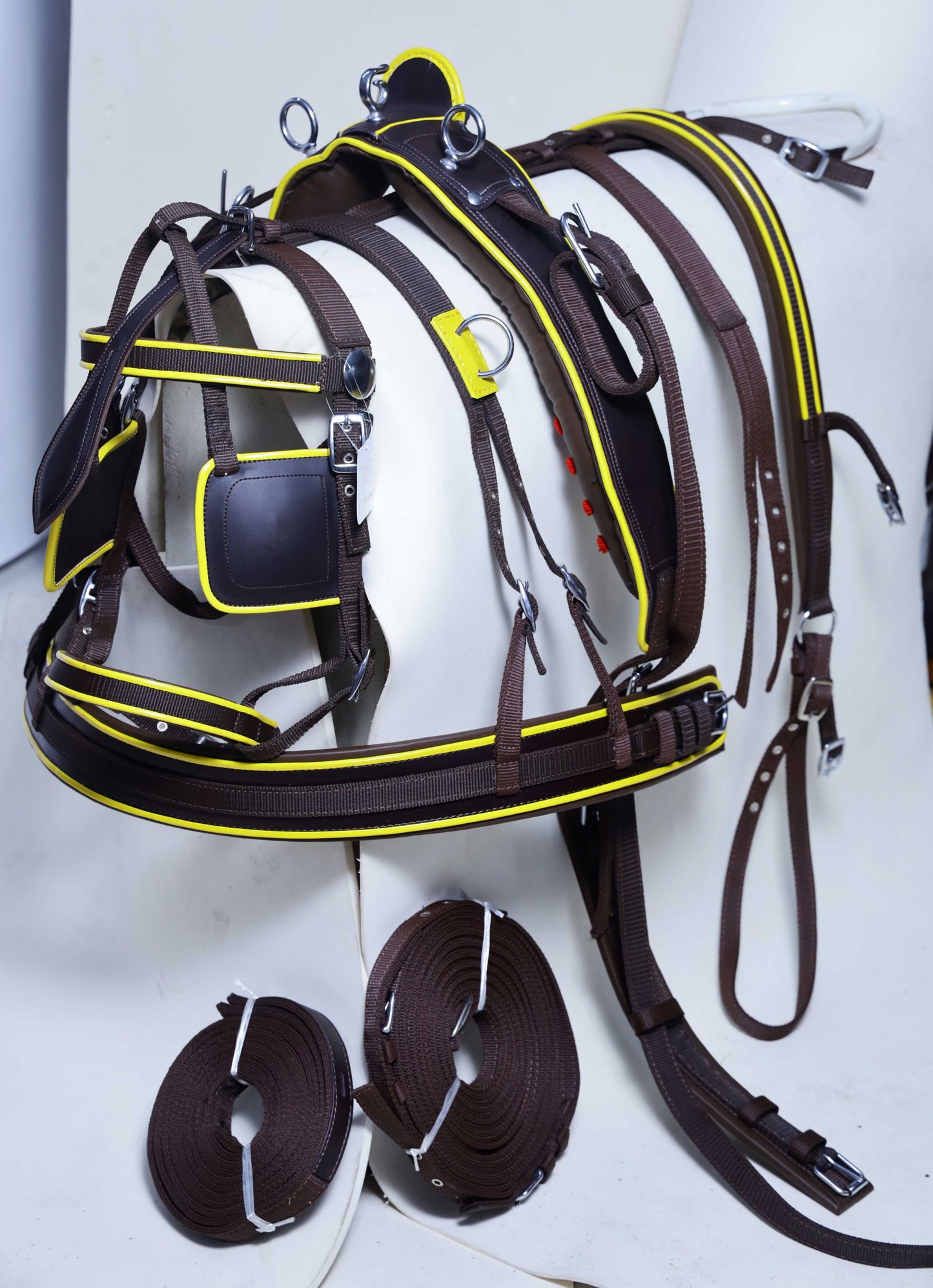 Nylon Driving Harness set Brown and Yellow size Full Cob Pony Shetland Mini Shetland and Miniature