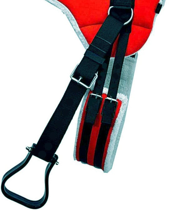 Bareback Saddle Pad with Free Stirrups And Girth Anti Slip Micro Suede Adjustable Fit Pony Size Red Colour