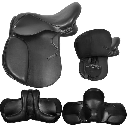 Black leather treeless saddle soft from buffalo leather