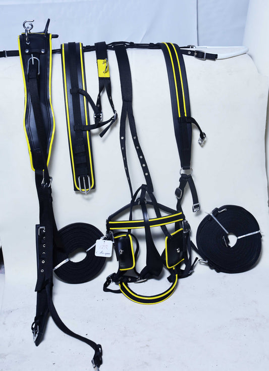 Nylon Driving Harness set Black and Yellow size Full Cob Pony Shetland Mini Shetland and Miniature