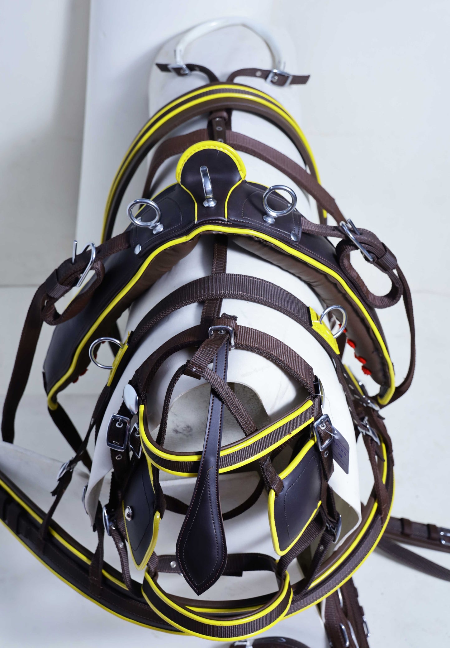 Nylon Driving Harness set Brown and Yellow size Full Cob Pony Shetland Mini Shetland and Miniature