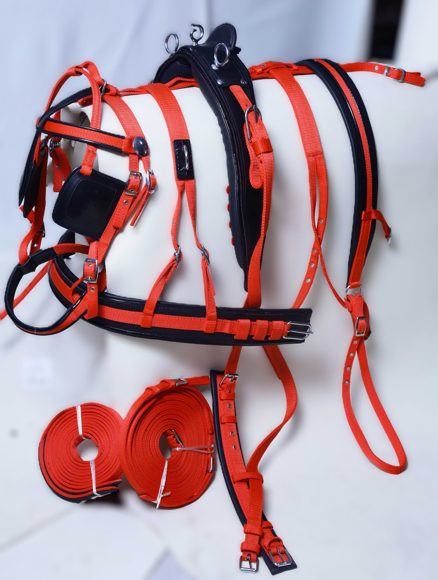 Nylon Driving Harness set Red Black size Full Cob Pony Shetland Mini Shetland and Miniature