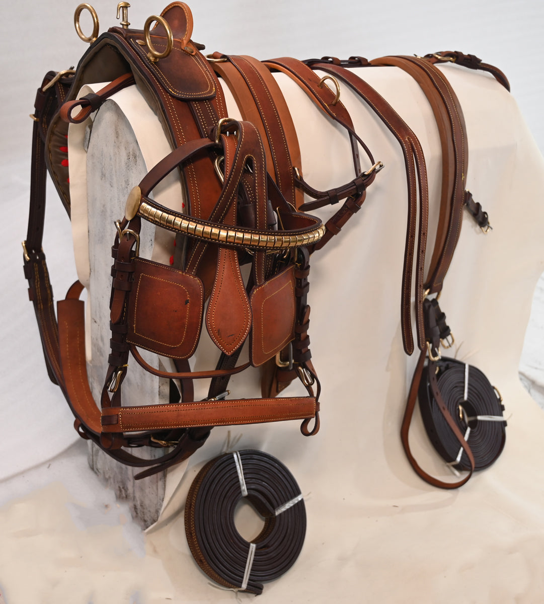 Leather Driving Harness Brown with Brass Fitting