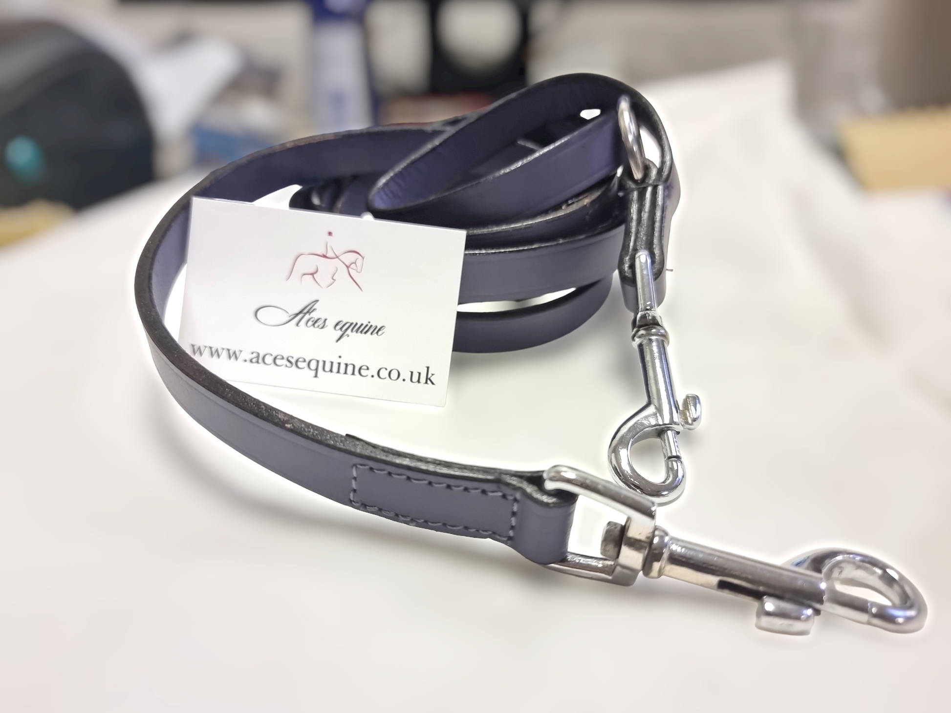 Leather Dog Training Lead Police Style Black Brown Tan Grey 3/4